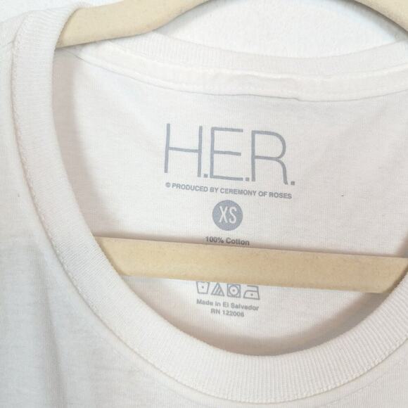 H.E.R Officially Licensed White Graphic Music Short Sleeve Tee - Picture 6 of 6